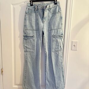Aeropostale Wide Leg Denim Cargo Pants